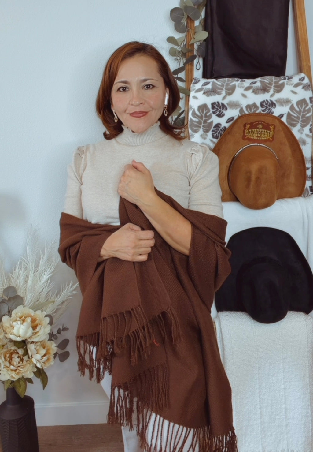Mexican Artisan Shawl-Chocolate Brown-Soft & Cozzy/ Rebozo Mexicano Artesanal