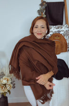 Mexican Artisan Shawl-Chocolate Brown-Soft & Cozzy/ Rebozo Mexicano Artesanal