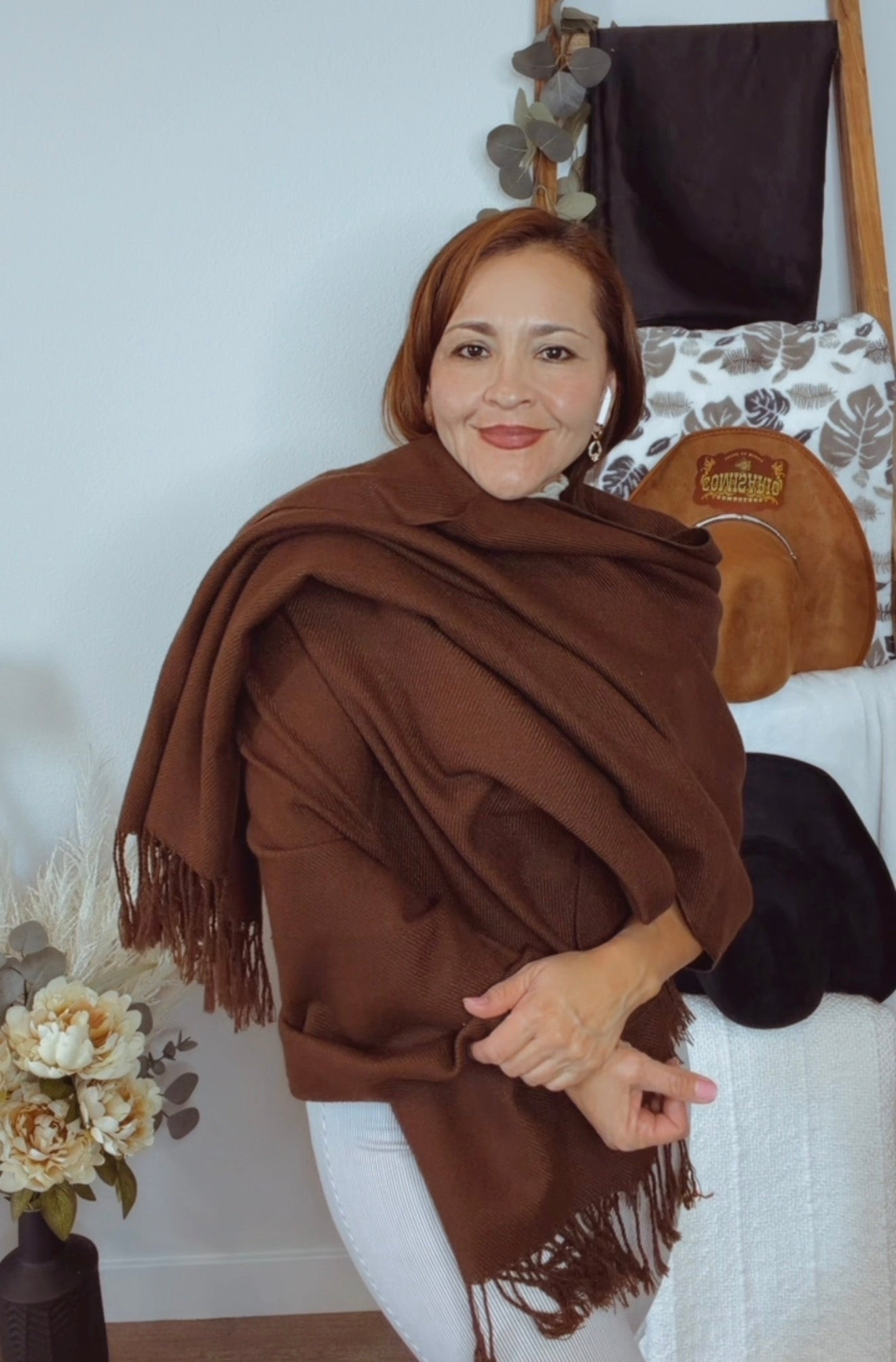 Mexican Artisan Shawl-Chocolate Brown-Soft & Cozzy/ Rebozo Mexicano Artesanal