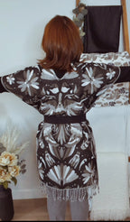 Poncho Mexicano Artesanal-Diseño Otomī-Tejido suave y lijero.