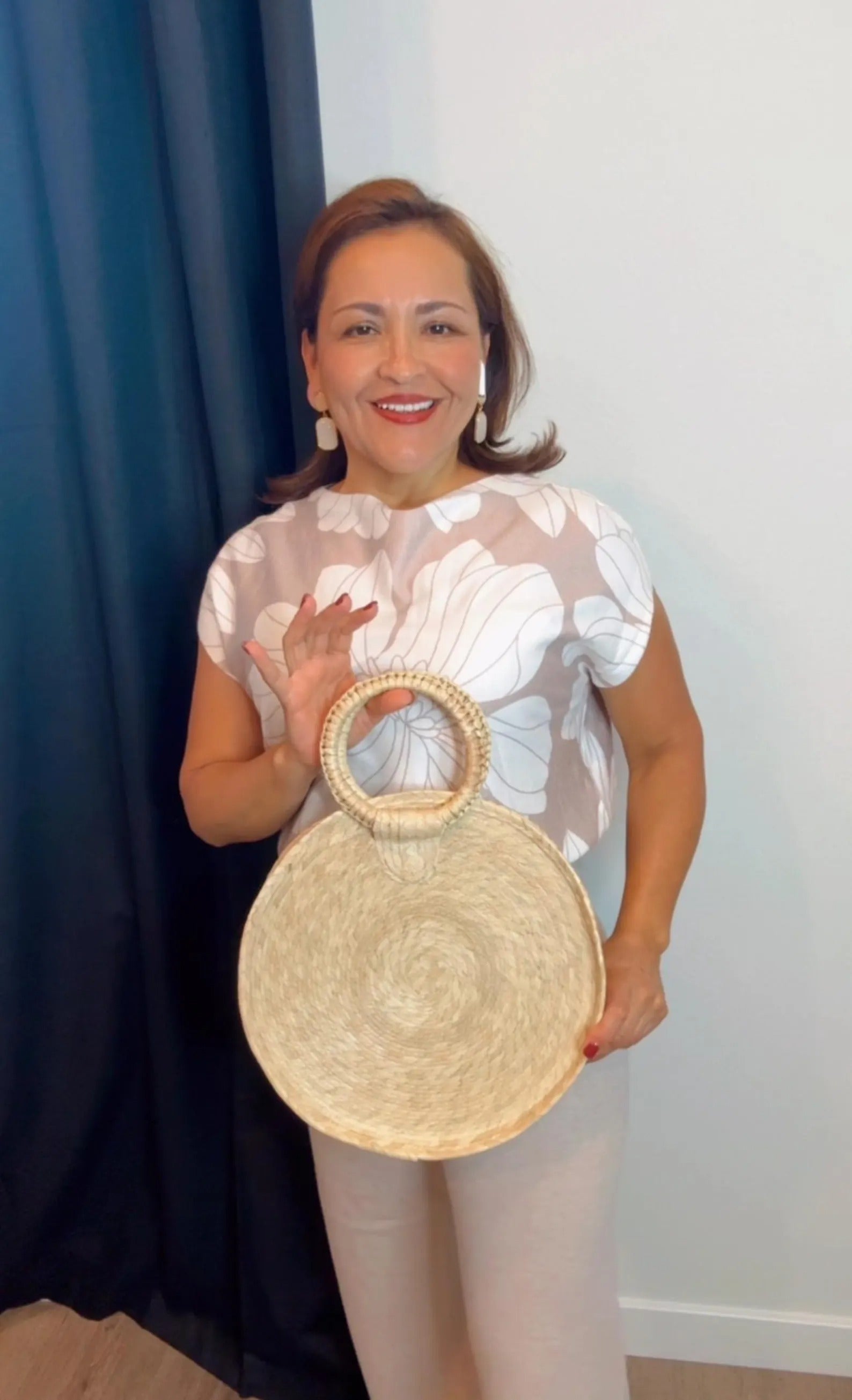 Handwoven Palm Circle Bag Mexican Artisan Craft from Oaxaca