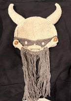 Handmade Viking Helmet Hat with Beard | Crochet Costume | Minnesota Vikings Fan Gift
