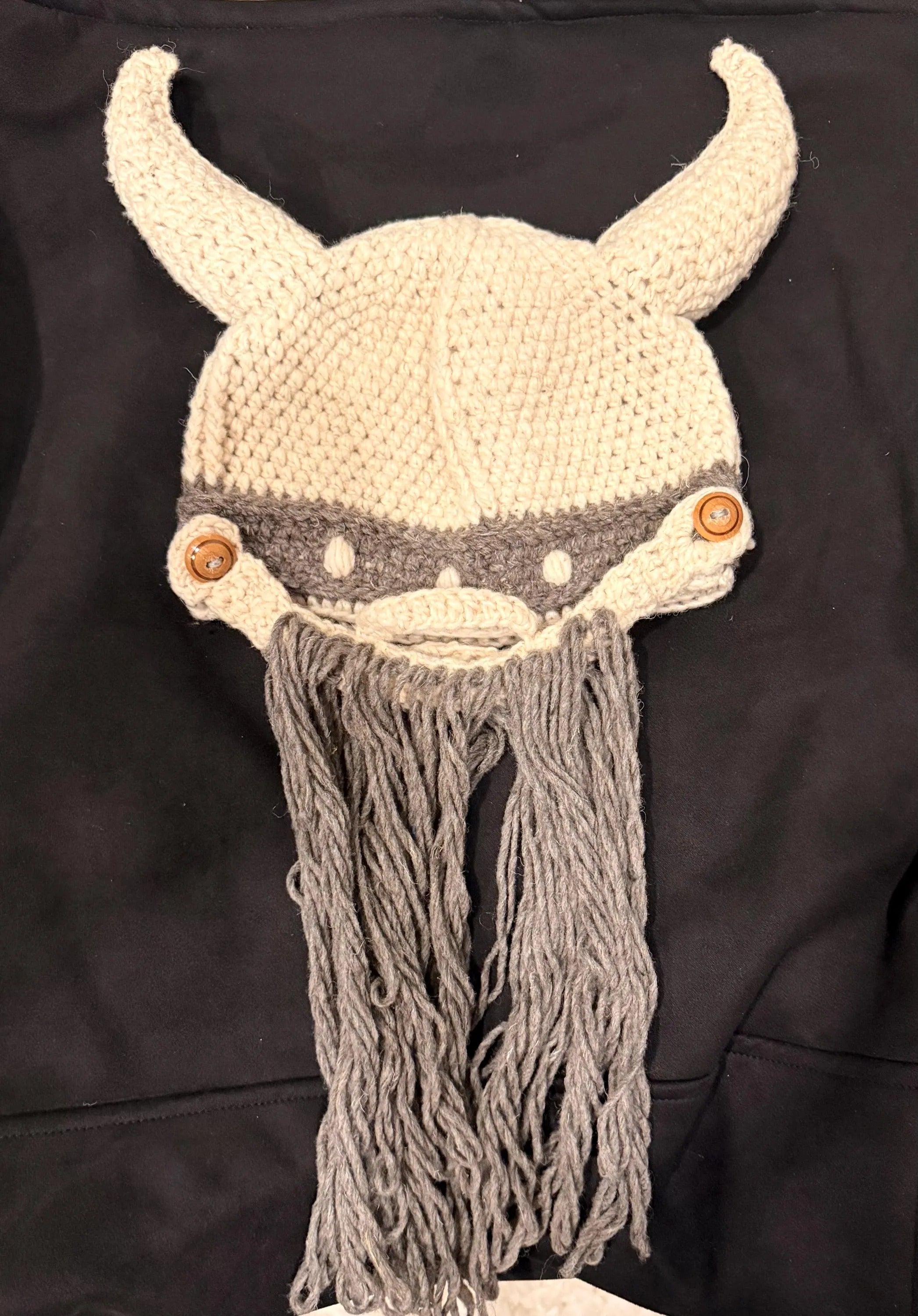 Handmade Viking Helmet Hat with Beard | Crochet Costume | Minnesota Vikings Fan Gift