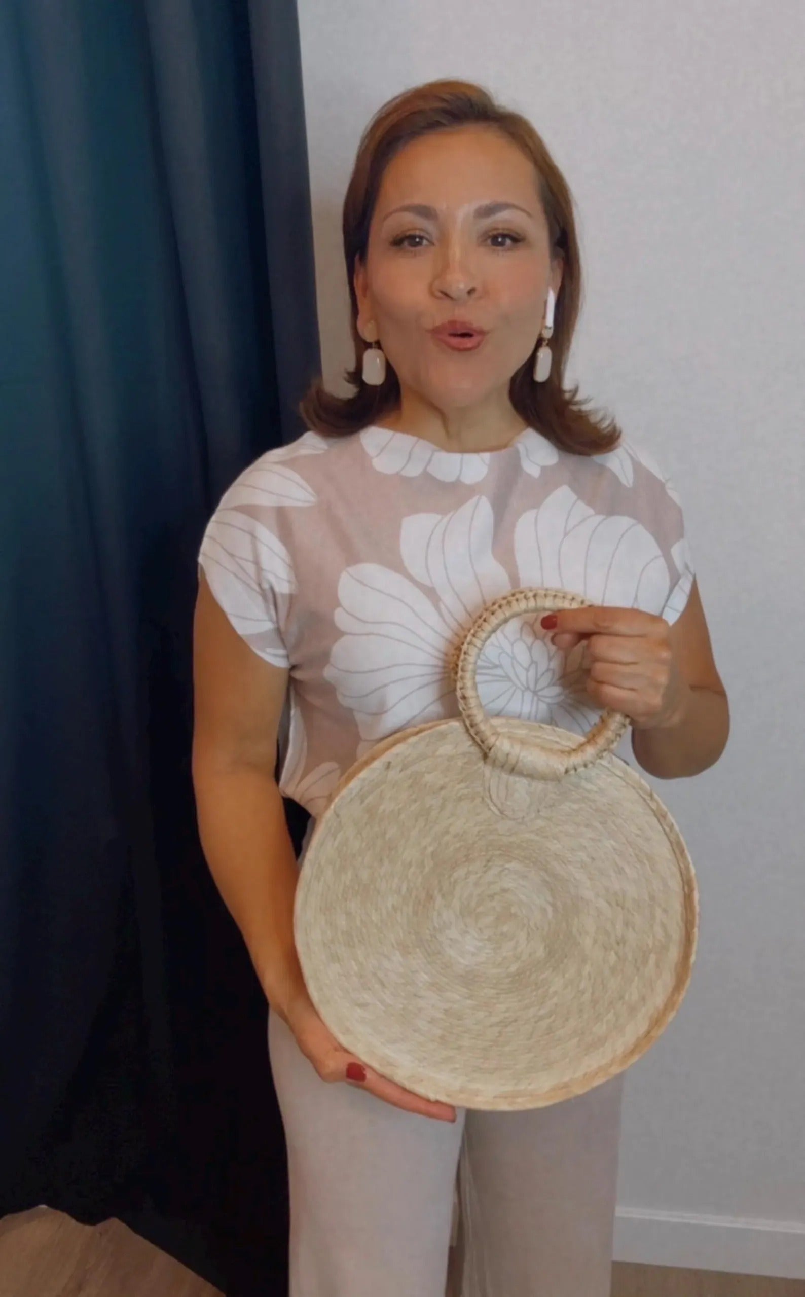 Handwoven Palm Circle Bag Mexican Artisan Craft from Oaxaca