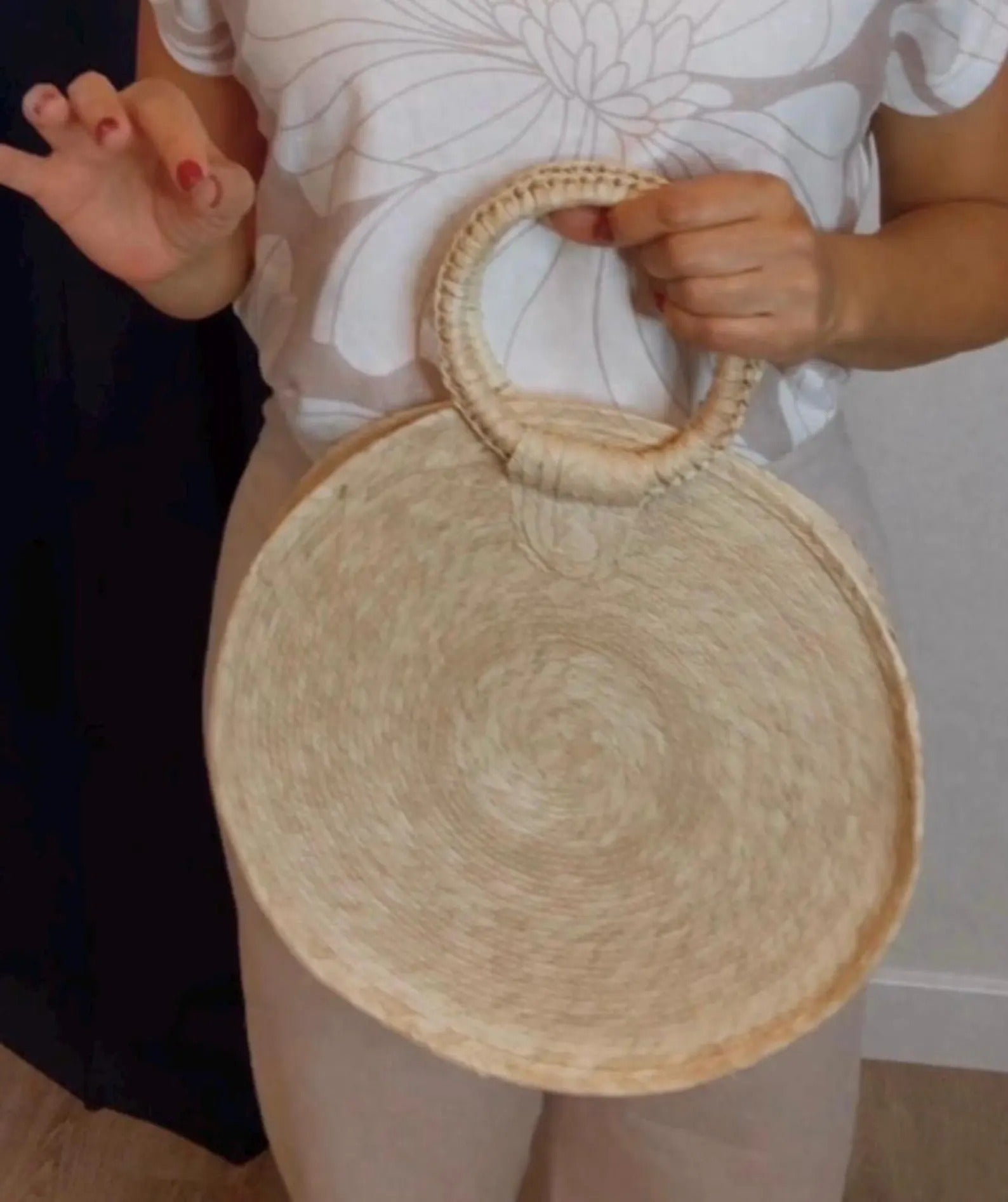 Handwoven Palm Circle Bag Mexican Artisan Craft from Oaxaca