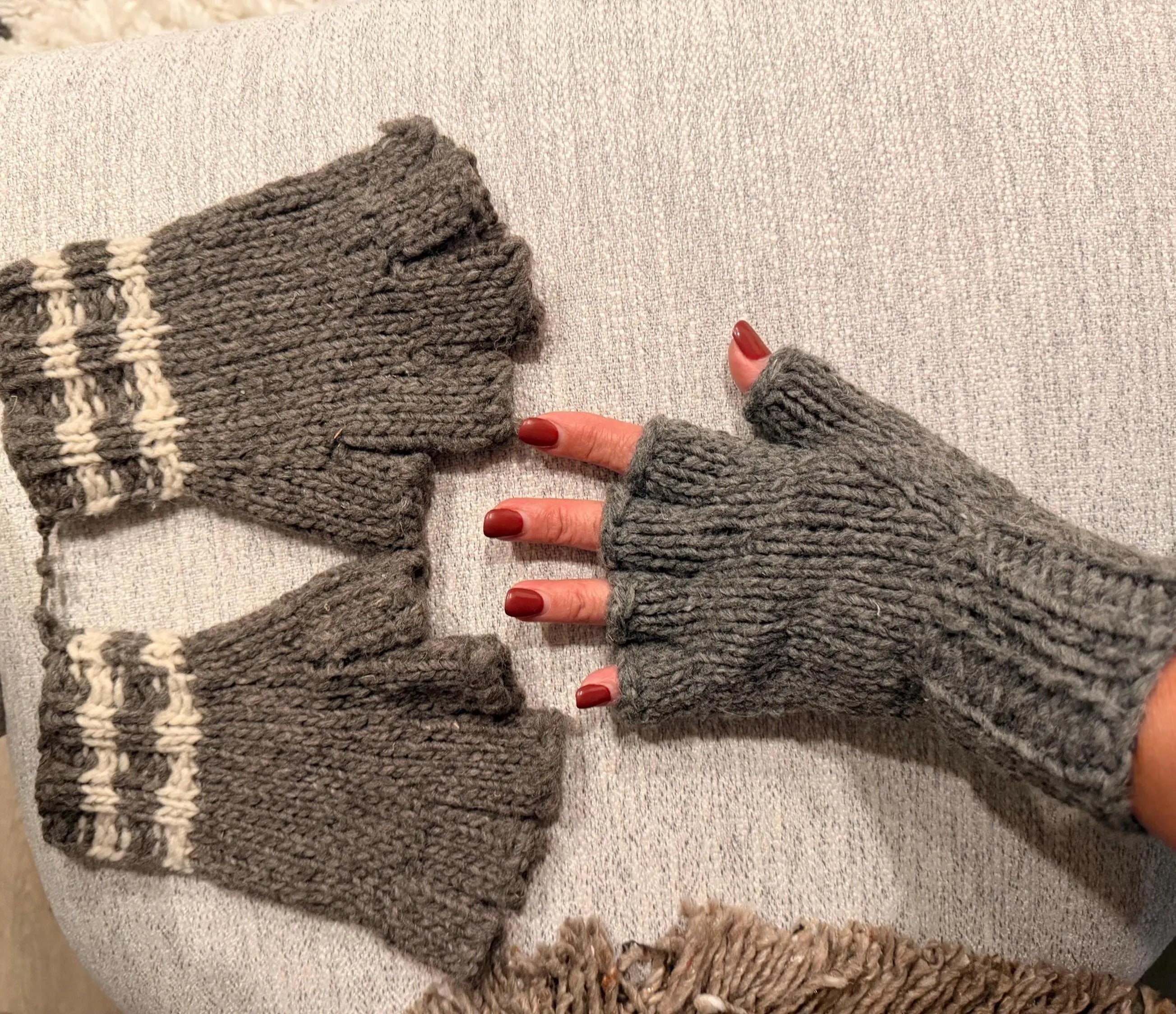 Cozy Wool Fingerless Mittens Handmade by Mexican Artisans Rustic Warm Winter Gloves
