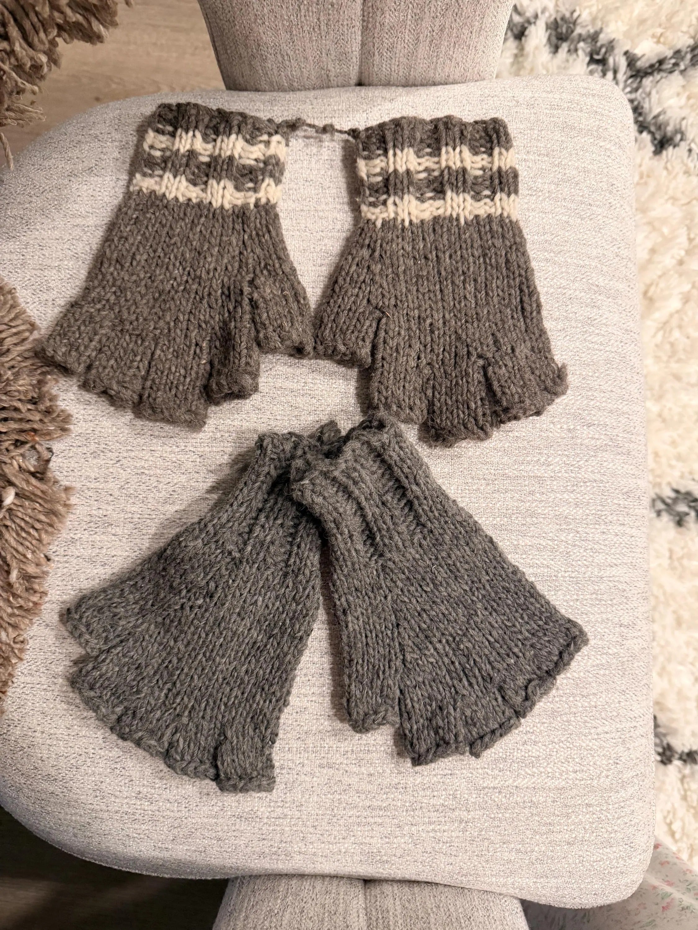 Cozy Wool Fingerless Mittens Handmade by Mexican Artisans Rustic Warm Winter Gloves