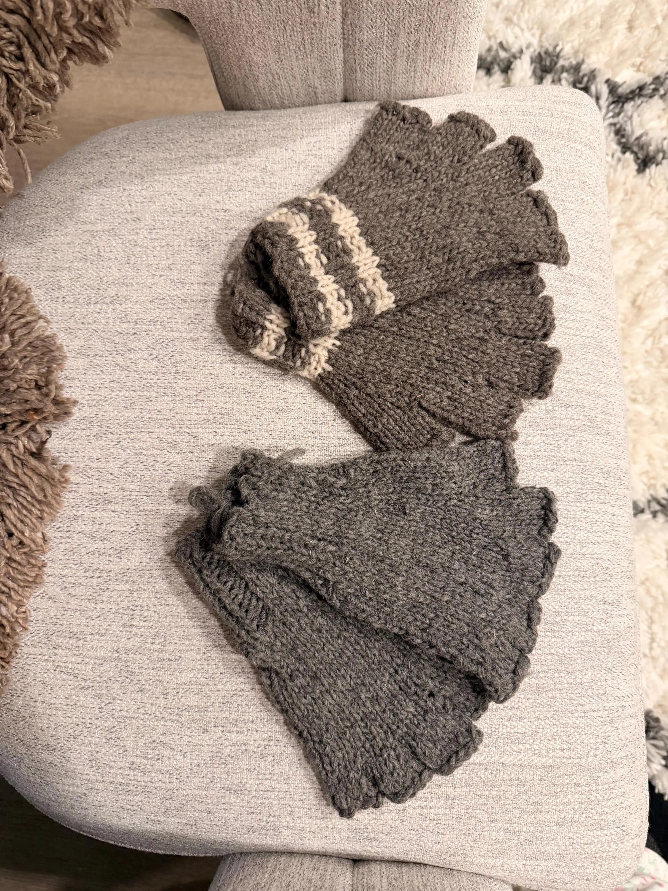 Cozy Wool Fingerless Mittens Handmade by Mexican Artisans Rustic Warm Winter Gloves