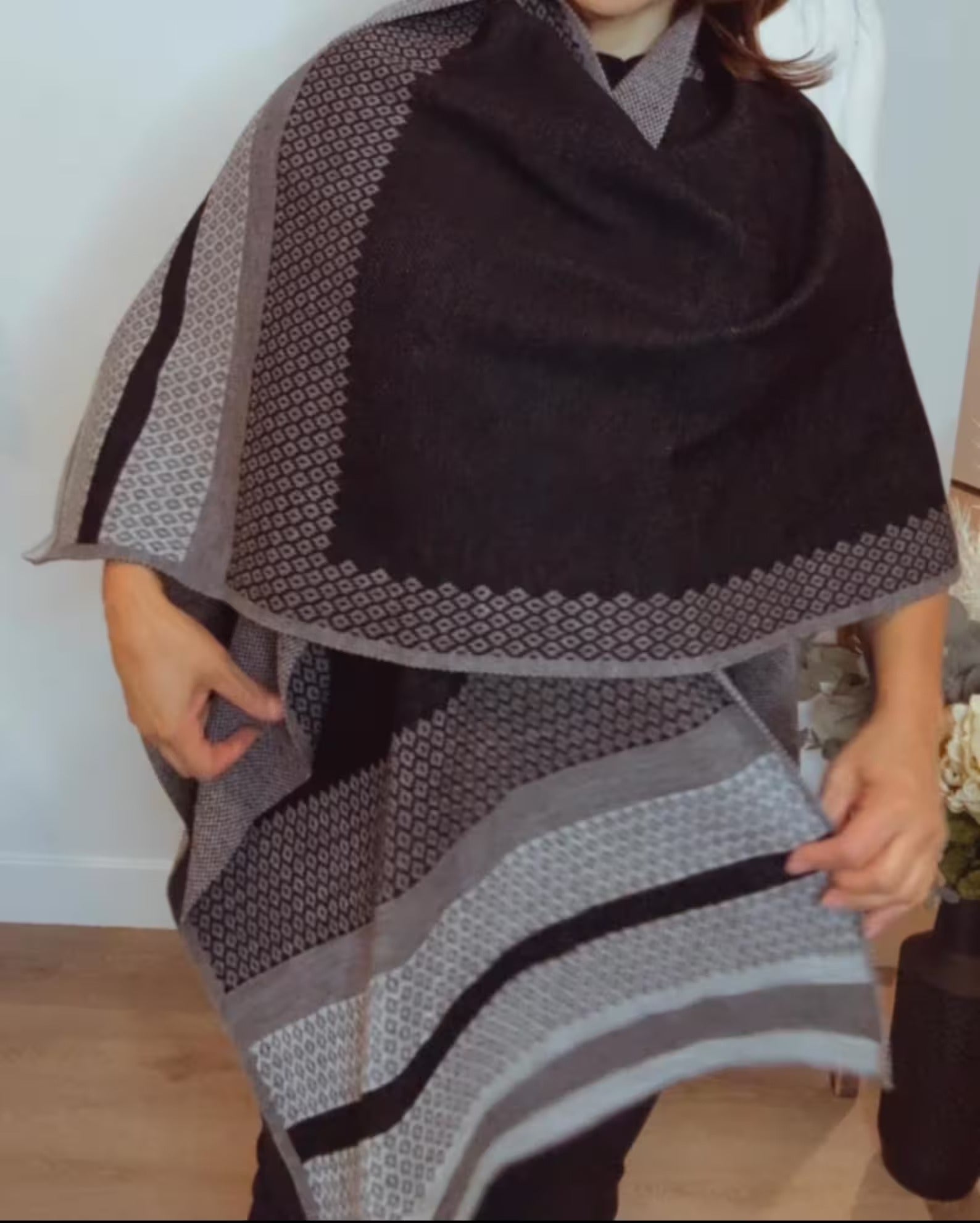 Shawl. Warm light Wrap Reboso. Handmade.Handwoven fabric. Inspired by tradition.