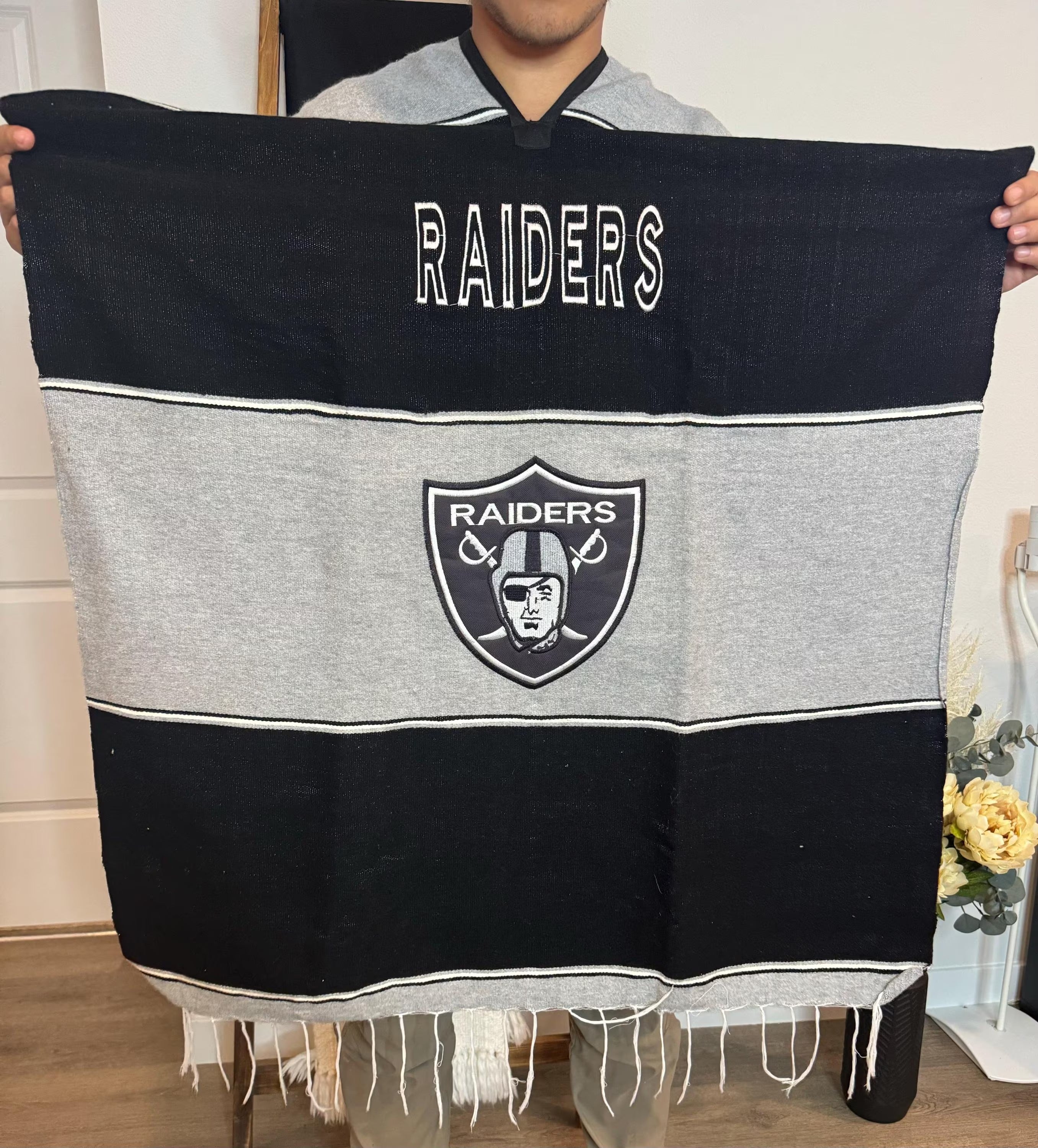 Handwoven Raiders Poncho | Mexican Artisan Clothing | Unisex | Handmade Gift